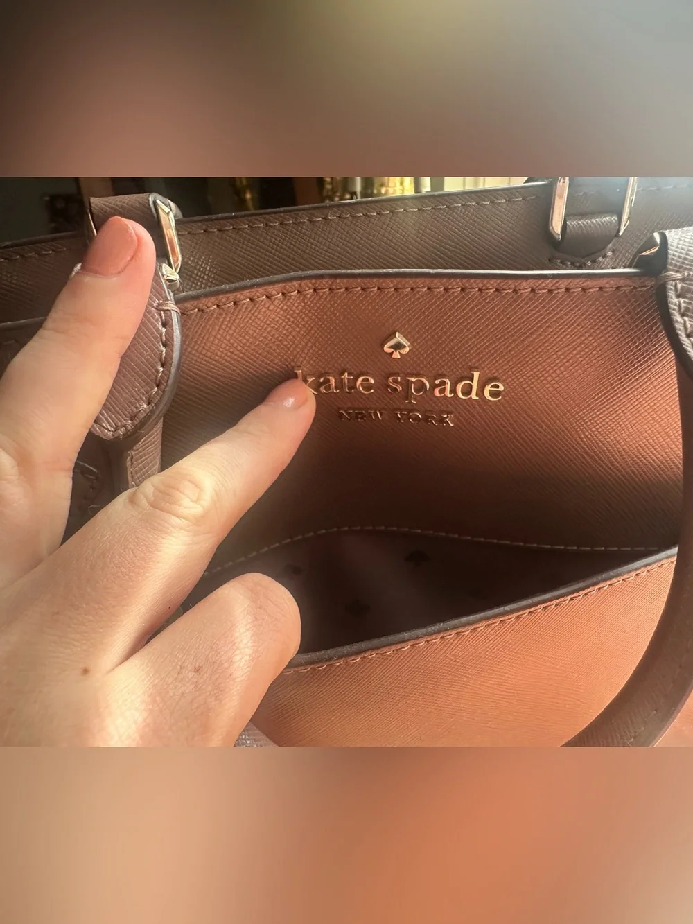 Kate Spade Taupe/gray/lilac Leather Crossbody Satchel